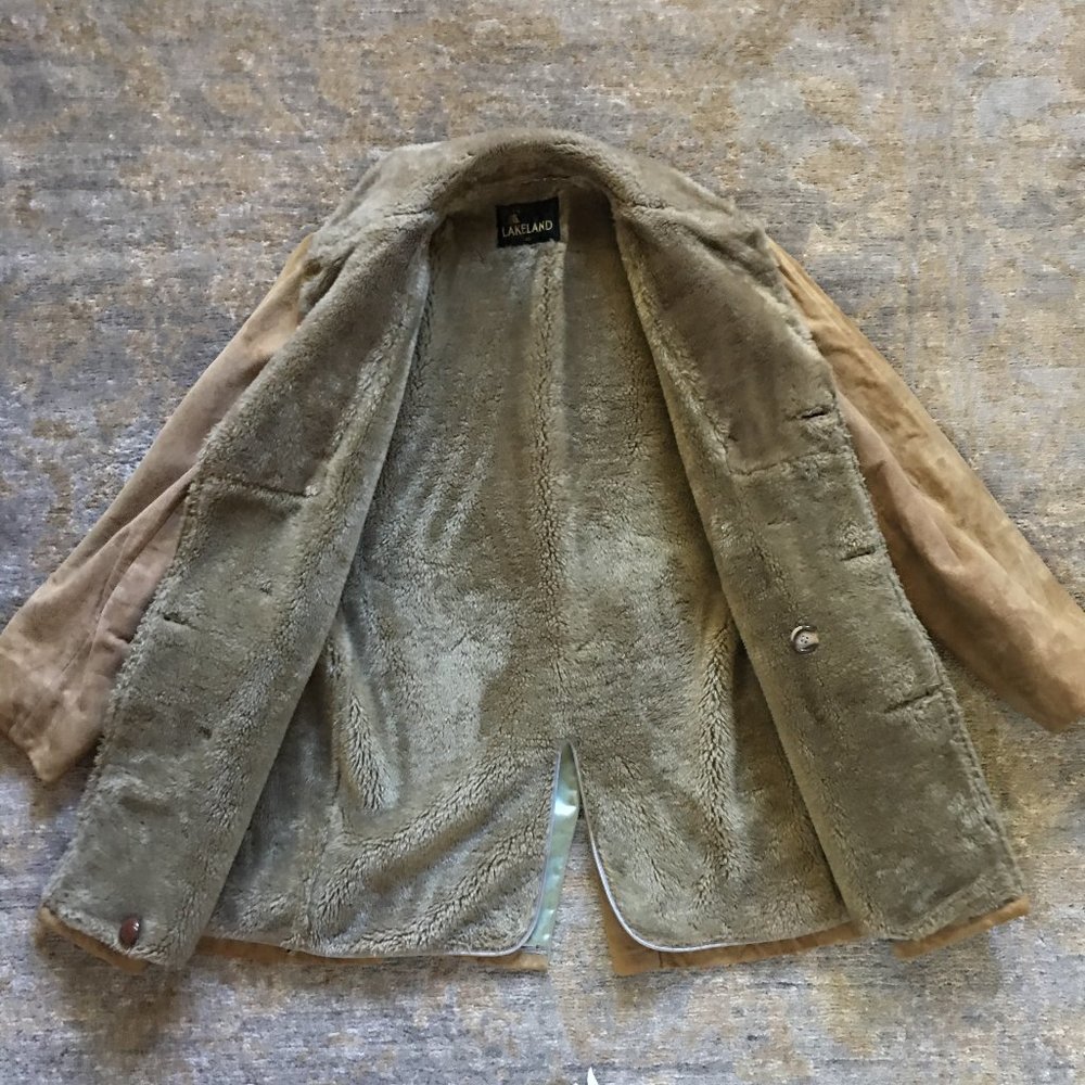 Lakeland Tan Suede Faux Shearling Sherpa Coat 40 - Picture 7 of 7